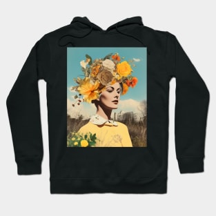 Yellow Flowers Female Portrait Collage Hoodie